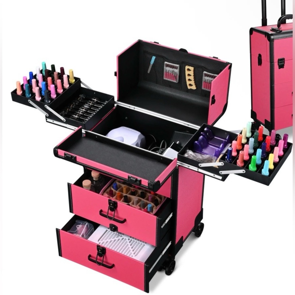 Pink Rolling Make-up Storage Trunk